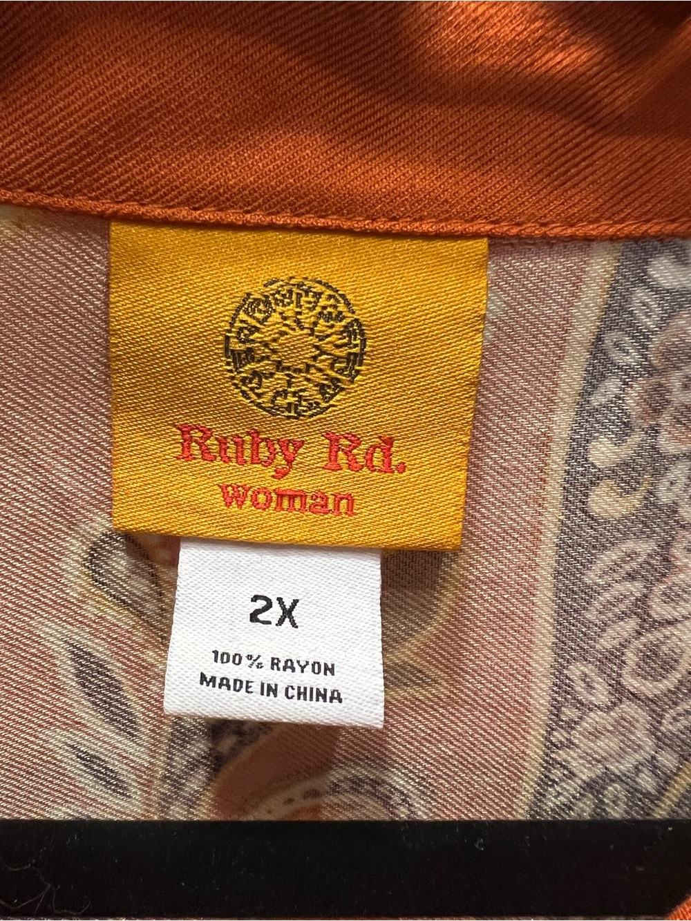 Ruby Rd. Orange Paisley Button-Down Shirt - Picture 2 of 5
